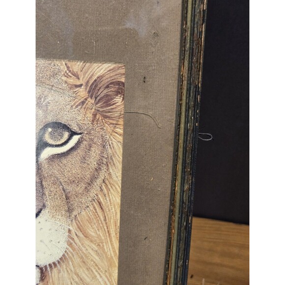 Framed Art Signed By K TROWER, Lion & Cheetah Vintage 70s 80s - Picture 2 of 13